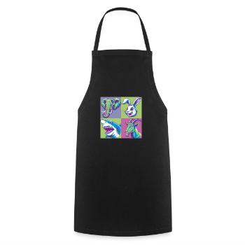 Pop-art Elefant Ziegenbock Hase Hai bunt - Kochschürze - Schwarz - Vorne - AI Model Male 185 dark (185cm)