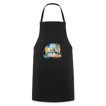 Iconic Dome of the Rock Illustration - Cooking Apron - black - Front - AI Model Male 185 dark (185cm)