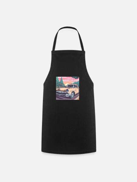 Road trip en voiture classique - Tablier de cuisine - noir