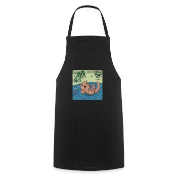 Best Friends Edition: The Otter 🦦 and the Duck 🦆 - Cooking Apron - black - Front - AI Model Male 185 dark (185cm)