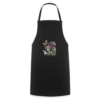 Delicate Watercolour Floral Art - Cooking Apron - black - Front - AI Model Male 185 dark (185cm)