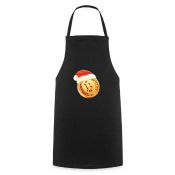 Weihnachtliches Bitcoin Design – Krypto Weihnachts - Kochschürze - Schwarz - Vorne - AI Model Male 185 dark (185cm)