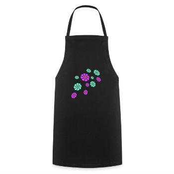 Beaucoup de jolies fleurs colorées motif décoratif belle - Tablier de cuisine - noir - Devant - AI Model Male 185 dark (185cm)