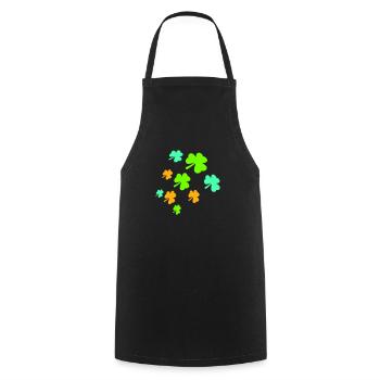 Shamrock Many Three-Leaf Leaves Green Pattern - Cooking Apron - black - Front - AI Model Male 185 dark (185cm)