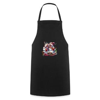 Two drunk snowmen on mulled wine winter - Cooking Apron - black - Front - AI Model Male 185 dark (185cm)