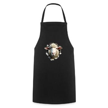 Sheep Head in Hole 1 - Cooking Apron - black - Front - AI Model Male 185 dark (185cm)