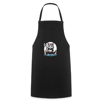 Cat Wikinger Viking Katze Geschenk Süß - Kochschürze - Schwarz - Vorne - AI Model Male 185 dark (185cm)