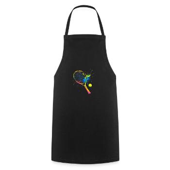 Colorful Tennis Racket - Cooking Apron - black - Front - AI Model Male 185 dark (185cm)