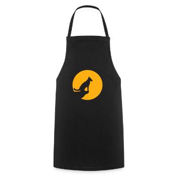 Dog Moon Wolf Cliff Night Sun Silhouette Mountain - Cooking Apron - black - Front - AI Model Male 185 dark (185cm)