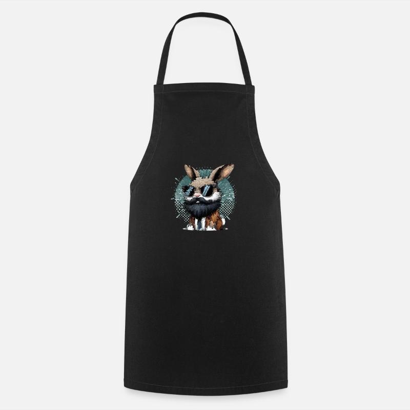 Lapin avec barbe et lunettes de soleil - Tablier de cuisine - noir