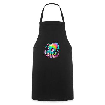 Calmar coloré avec de grands yeux pour les enfants - Tablier de cuisine - noir - Devant - AI Model Male 185 dark (185cm)