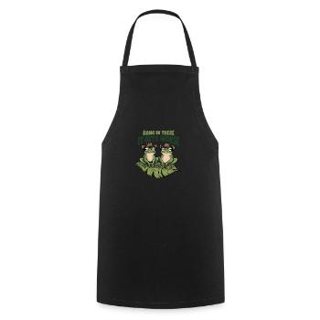 Hang In There It Gets Worse Cartoon Frog Design - Cooking Apron - black - Front - AI Model Male 185 dark (185cm)
