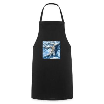 An Isekai anime style depicts a dynamic ancient - Cooking Apron - black - Front - AI Model Male 185 dark (185cm)