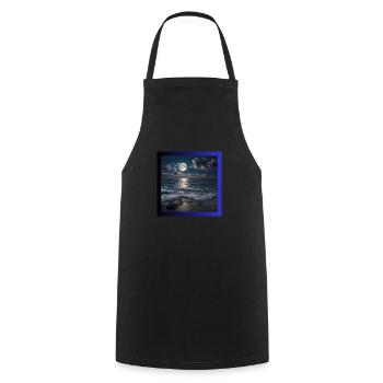 Vollmond mit Meer - Kochschürze - Schwarz - Vorne - AI Model Male 185 dark (185cm)