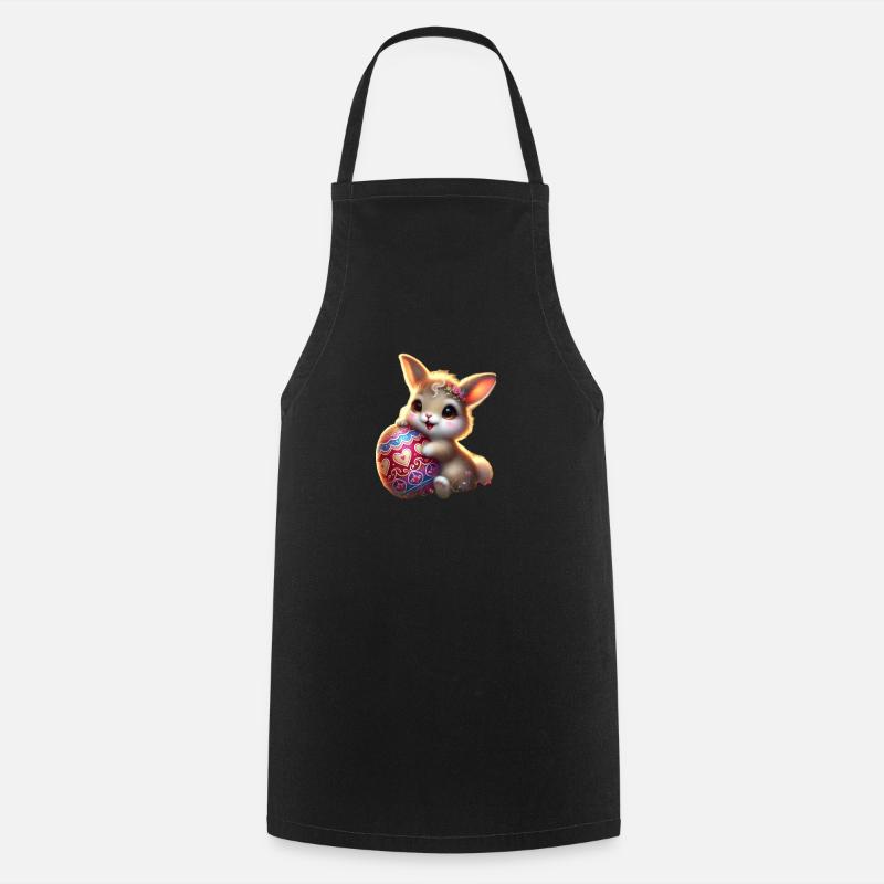 Lapin de Pâques avec œuf - Tablier de cuisine - noir