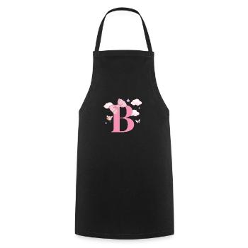 Letter b pink clouds - Cooking Apron - black - Front - AI Model Male 185 dark (185cm)