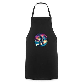 580s Snowboarding - Cooking Apron - black - Front - AI Model Male 185 dark (185cm)