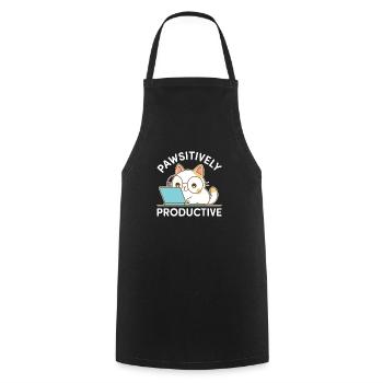 Pfotenproduktiv – Kawaii Cat bei der Arbeit - Kochschürze - Schwarz - Vorne - AI Model Male 185 dark (185cm)