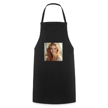 Beautiful Girl with Shiny hair - Cooking Apron - black - Front - AI Model Male 185 dark (185cm)