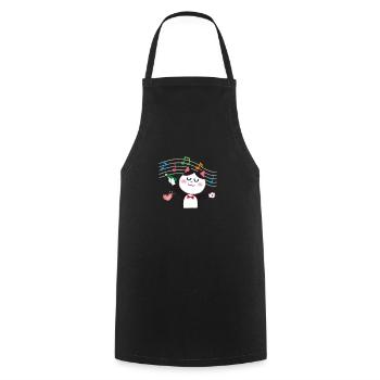 Clef de musique chaton chat musical - Tablier de cuisine - noir - Devant - AI Model Male 185 dark (185cm)