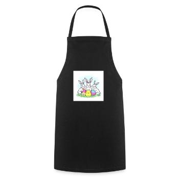 Drei glückliche Osterhasen - Kochschürze - Schwarz - Vorne - AI Model Male 185 dark (185cm)