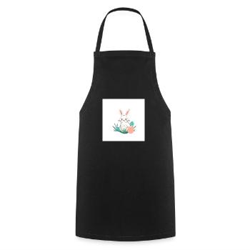 Fröhlicher Hase & Ei-Überraschung - Kochschürze - Schwarz - Vorne - AI Model Male 185 dark (185cm)