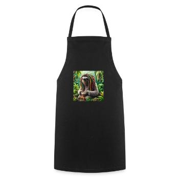 Rastaman Wanderer Faultier - Kochschürze - Schwarz - Vorne - AI Model Male 185 dark (185cm)