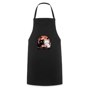Sushi Katzen bei Sonnenuntergang – Japanischer Sti - Kochschürze - Schwarz - Vorne - AI Model Male 185 dark (185cm)