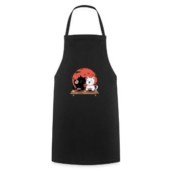 Sushi Cats - Mignon design de chat japonais - Tablier de cuisine - noir - Devant - AI Model Male 185 dark (185cm)