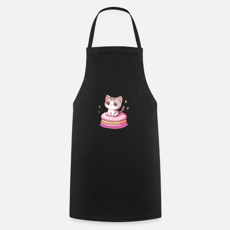 chat macaron - Tablier de cuisine - noir