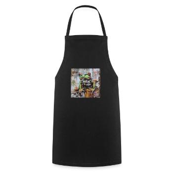 Graffiti grüner Frosch rostige Oberfläche - Kochschürze - Schwarz - Vorne - AI Model Male 185 dark (185cm)