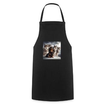 Chef de meute teckel - Tablier de cuisine - noir - Devant - AI Model Male 185 dark (185cm)