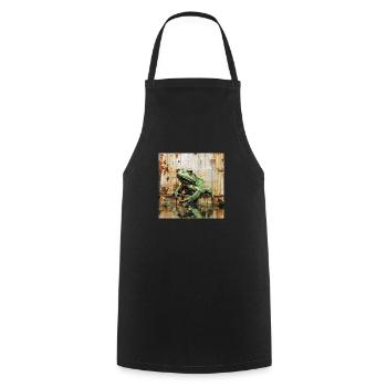 graffiti tree frog rust metal urban street art - Cooking Apron - black - Front - AI Model Male 185 dark (185cm)