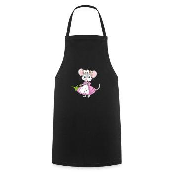 Petite dame souris timide avec un arrosoir de jardin - Tablier de cuisine - noir - Devant - AI Model Male 185 dark (185cm)