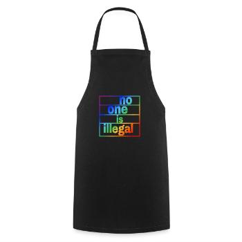 no human is illegal - The Original (LGBTQ+) - Kochschürze - Schwarz - Vorne - AI Model Male 185 dark (185cm)