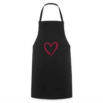Amour dessiné à la main - Tablier de cuisine - noir - Devant - AI Model Male 185 dark (185cm)