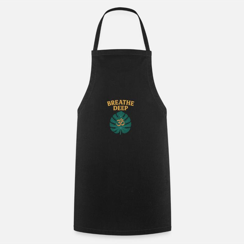 Respirez profondément avec la feuille de Monstera - Tablier de cuisine - noir