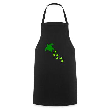 Tortue d’eau famille enfants mignon maman papa - Tablier de cuisine - noir - Devant - AI Model Male 185 dark (185cm)