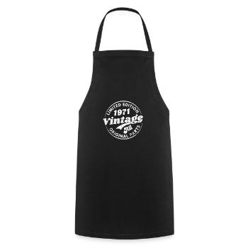 Limited edition 1971 vintage all original parts - Cooking Apron - black - Front - AI Model Male 185 dark (185cm)