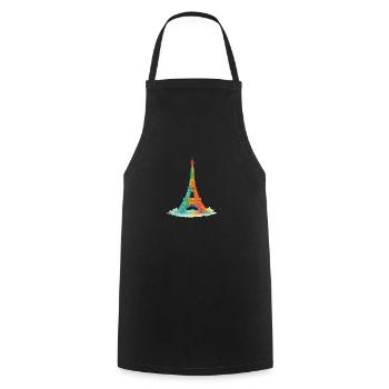 Eiffel Tower Paris Watercolor Painting - Cooking Apron - black - Front - AI Model Male 185 dark (185cm)