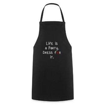 life is a party feiern Spaß lustiger Spruch - Kochschürze - Schwarz - Vorne - AI Model Male 185 dark (185cm)
