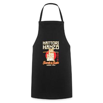 Hattori Hanzo Sword and Japan Sushi Gift - Cooking Apron - black - Front - AI Model Male 185 dark (185cm)