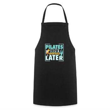 Pilates Now Cocktails Later Exercise Fitness - Cooking Apron - black - Front - AI Model Male 185 dark (185cm)