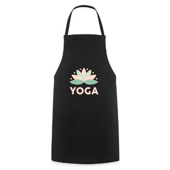 Yoga, Lotus, Mindfulness, Meditation, Lifestyle - Cooking Apron - black - Front - AI Model Male 185 dark (185cm)