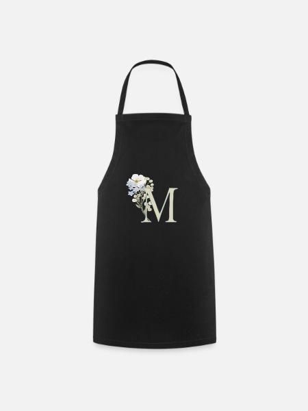 M with flowers - Cooking Apron - black