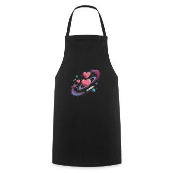 Heart of the Universe - Cooking Apron - black - Front - AI Model Male 185 dark (185cm)