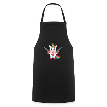Baby Unicorn Protector - Cooking Apron - black - Front - AI Model Male 185 dark (185cm)