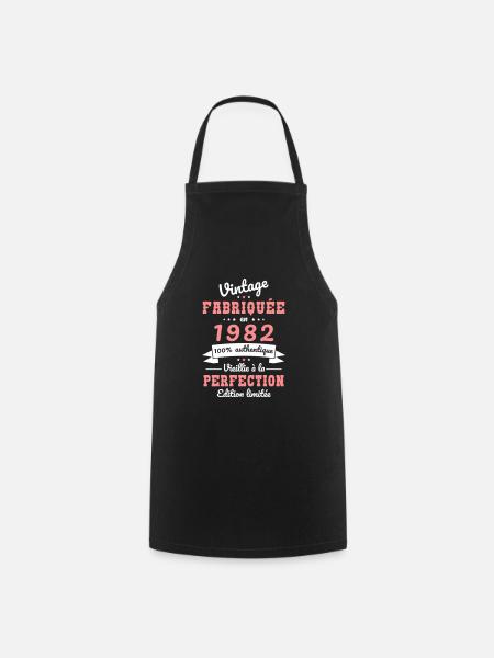 Anniversaire 40 ans - Vintage 1982 - Tablier de cuisine - noir