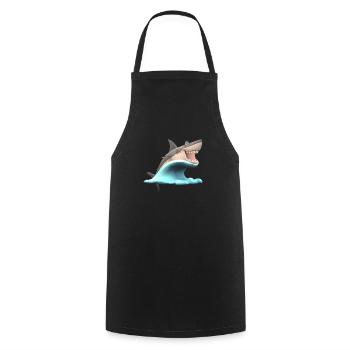 Shark Wave Water Ocean Sea - Tablier de cuisine - noir - Devant - AI Model Male 185 dark (185cm)
