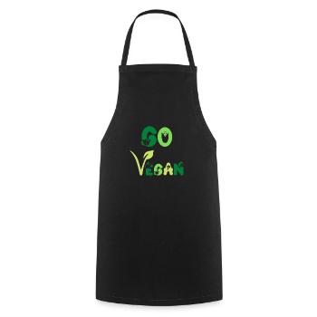 Go Vegan Veganer Veganerin Pro Veggie Green Color - Tablier de cuisine - noir - Devant - AI Model Male 185 dark (185cm)